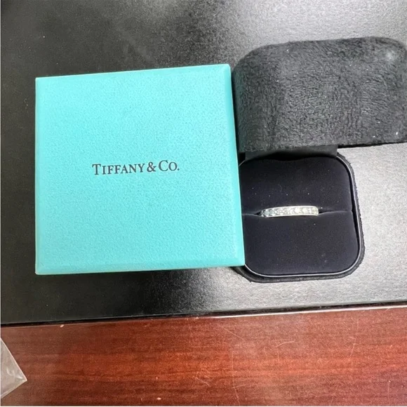 Tiffany Setting Wedding Band in Platinum with a Full Circle of Diamonds - Picture 6 of 9